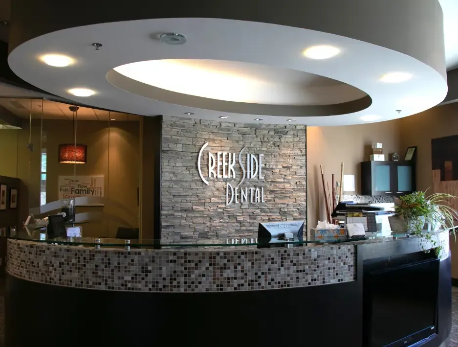 Reception desk at Creekside Dental